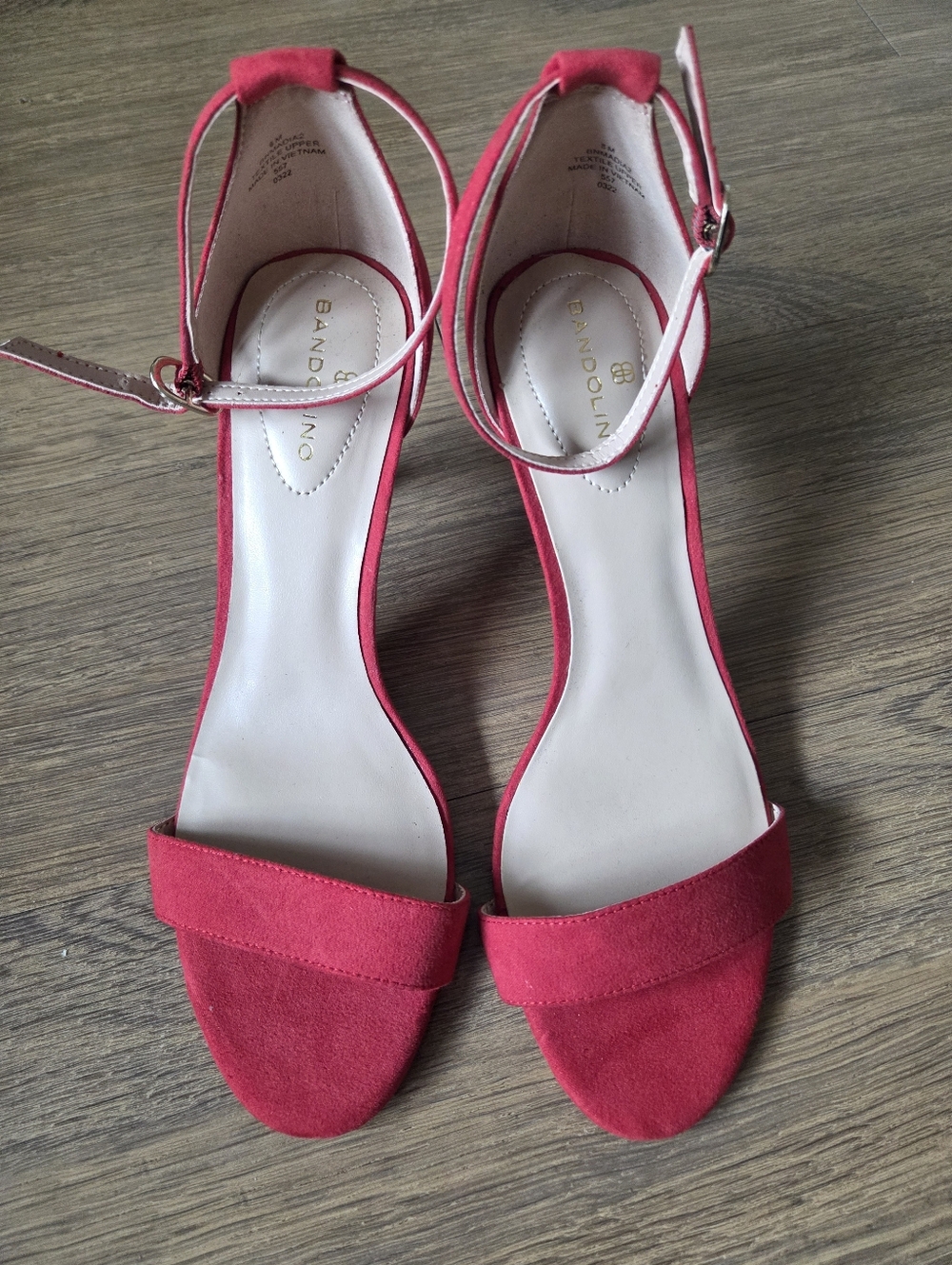 Bandolino Red Open-Toe Ankle-Strap Heels - Picture 2 of 5